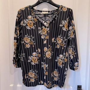 *New with tags* Black, Loralette, Striped, Floral Top